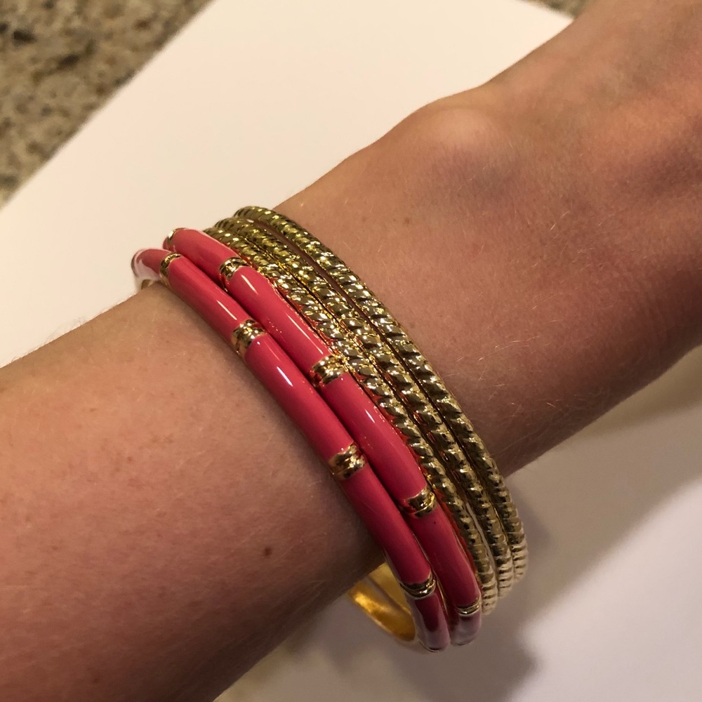 LC Lauren Conrad Twist Bangle Bracelet Set Pink - Picture 7 of 8
